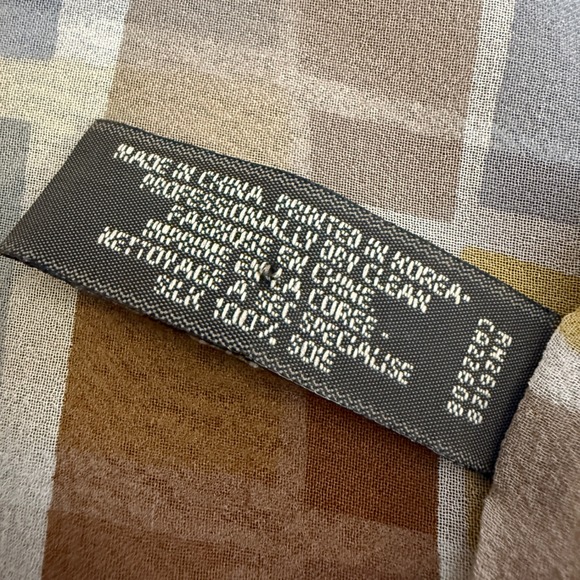 ECHO Scarf Silk Geometric Brown Yellow Grey Blue Square Pattern Accessory - Picture 2 of 5